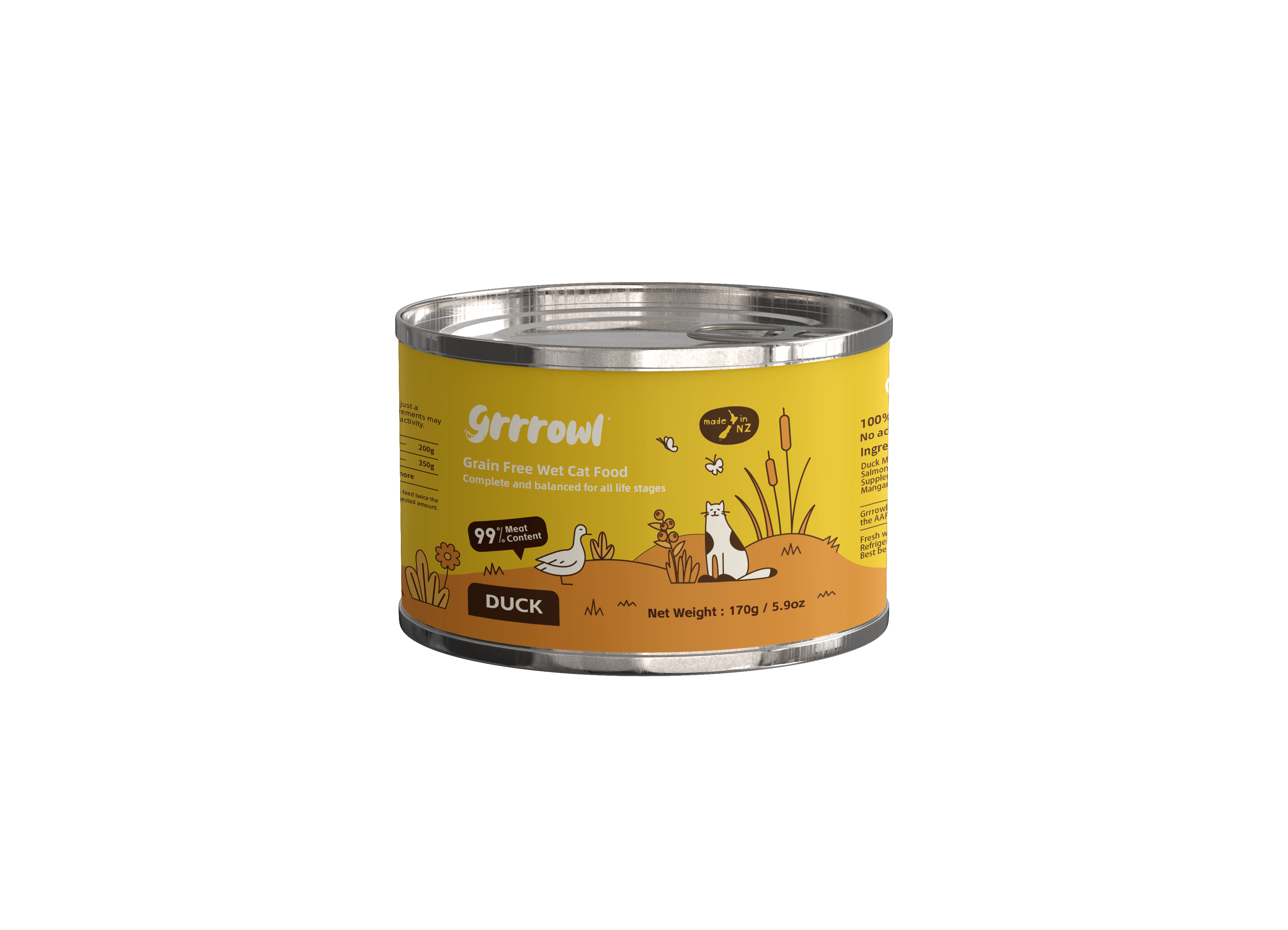 Grrrowl Grain Free Wet Food for Cats 170g – Duck